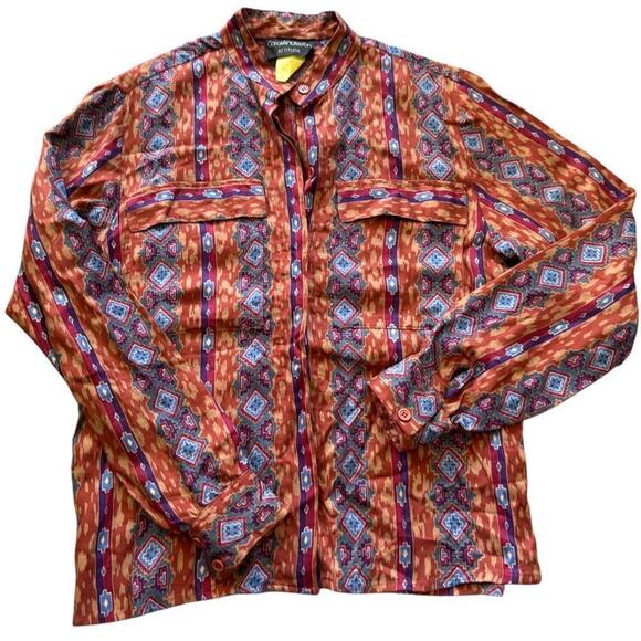 Tops - Carol Andersson Attitude Rayon Southwestern Print Button Up Blouse Size 5-6